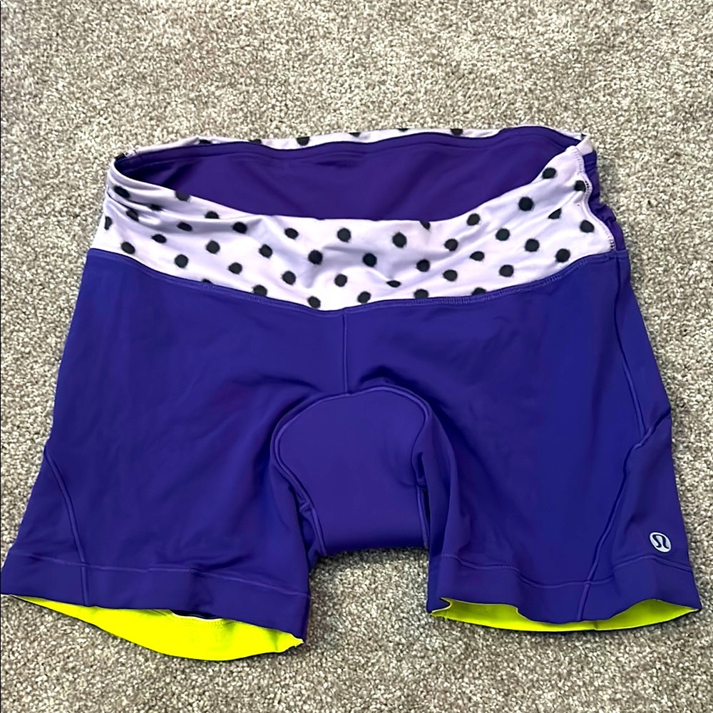 Lululemon Purple and Yellow Cycling Shorts